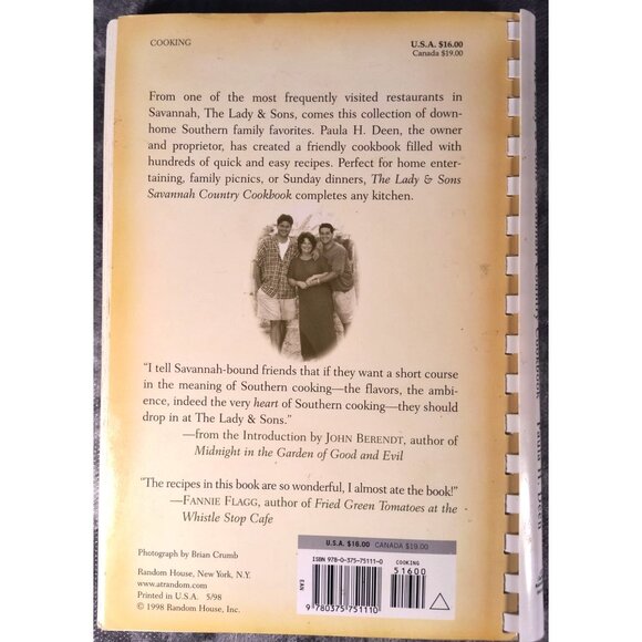 Autographed - The Lady & Sons Savannah Country Cookbook By Paula H. Deen 1998 - Picture 4 of 4
